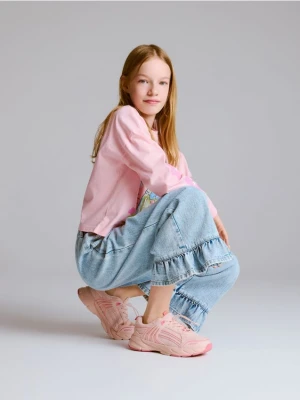 Reserved - Sneakersy z łączonych materiałów - pastelowy róż