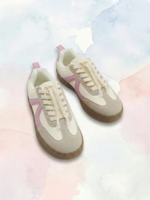 Reserved - Sneakersy z łączonych materiałów - złamana biel