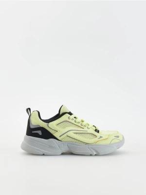 Reserved - Sneakersy z odblaskowymi wstawkami - żółty