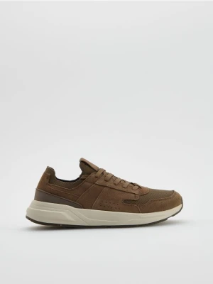 Reserved - Sneakersy ze skórzanymi wstawkami - brązowy