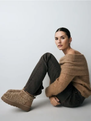 Reserved - Śniegowce ze sztucznego baranka - beżowy