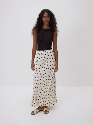 Reserved - Spódnica maxi w groszki - złamana biel