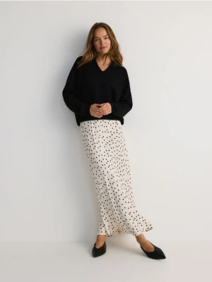 Reserved - Spódnica maxi w groszki - złamana biel