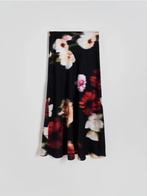 Reserved - Spódnica maxi w kwiatowy wzór - czarny