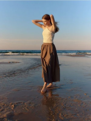 Reserved - Spódnica maxi z bawełną - brązowy