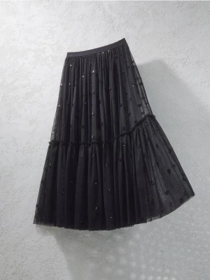 Reserved - Spódnica maxi z cekinami - czarny