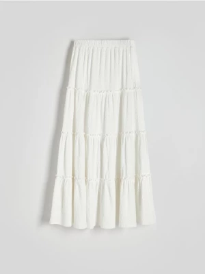 Reserved - Spódnica maxi z falbanami - biały