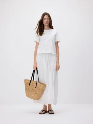 Reserved - Spódnica maxi z gniecionej tkaniny - biały