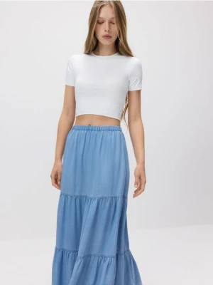 Reserved - Spódnica maxi z lyocellu - niebieski