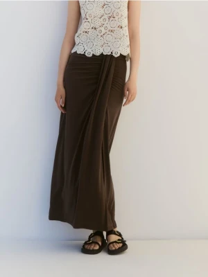 Reserved - Spódnica maxi z modalem - ciemnobrązowy