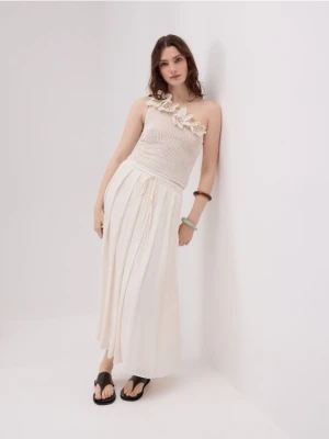 Reserved - Spódnica maxi z wiązaniem - złamana biel