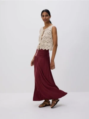 Reserved - Spódnica maxi z wiskozą - bordowy