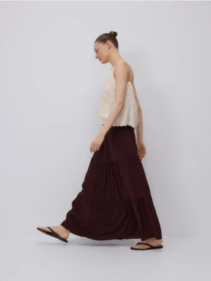 Reserved - Spódnica maxi z wiskozą - brązowy