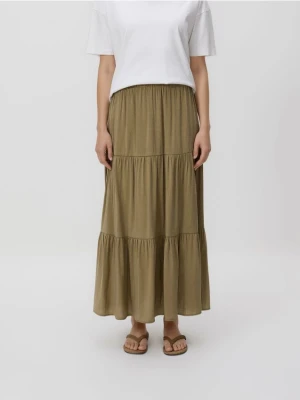 Reserved - Spódnica maxi z wiskozą - oliwkowy
