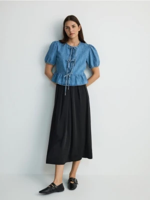 Reserved - Spódnica maxi z zakładkami - czarny