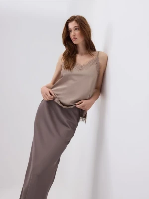 Reserved - Spódnica midi - brązowy