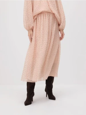 Reserved - Spódnica midi w groszki - pastelowy róż