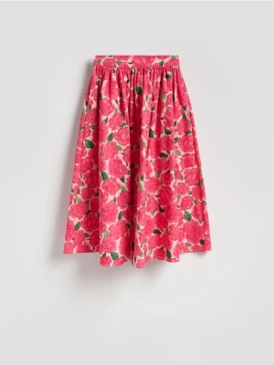 Reserved - Spódnica midi w kwiaty - różowy