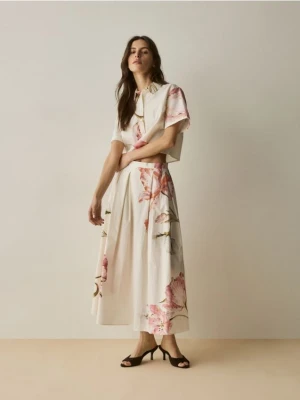 Reserved - Spódnica midi w kwiaty - wielobarwny