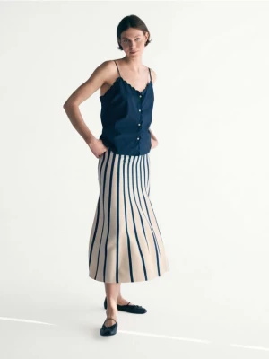 Reserved - Spódnica midi w paski - wielobarwny