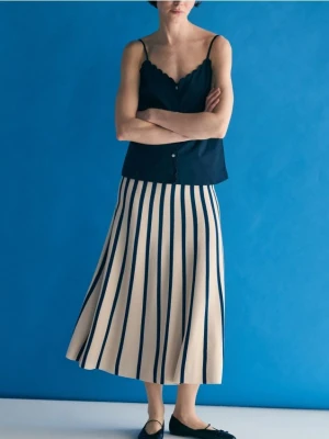 Reserved - Spódnica midi w paski - wielobarwny