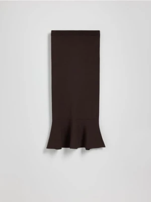 Reserved - Spódnica midi z baskinką - brązowy