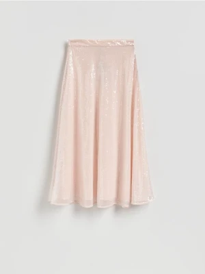 Reserved - Spódnica midi z cekinami - różowy