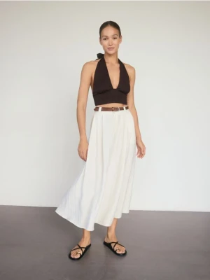 Reserved - Spódnica midi z domieszką lnu - inny