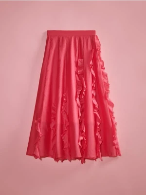 Reserved - Spódnica midi z lyocellu - intensywny róż