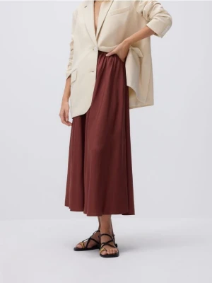 Reserved - Spódnica midi z lyocellu - miedziany