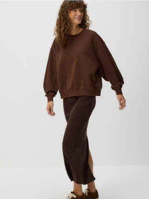 Reserved - Spódnica midi z modalem - ciemnobrązowy