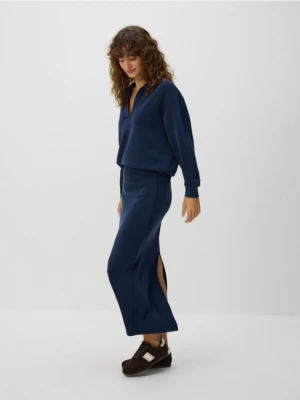 Reserved - Spódnica midi z modalem - granatowy