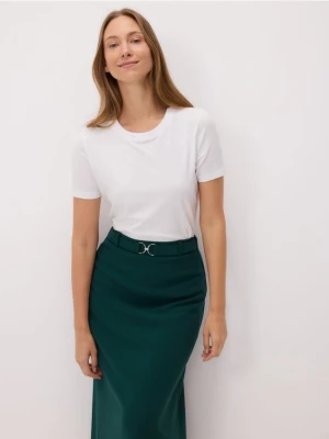 Reserved - Spódnica midi z paskiem - ciemnozielony