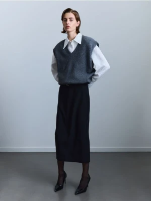 Reserved - Spódnica midi z paskiem - czarny