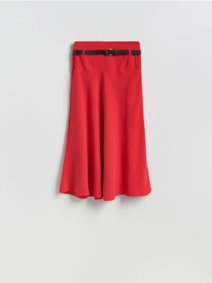 Reserved - Spódnica midi z paskiem - czerwony