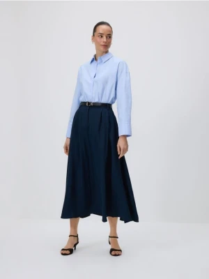 Reserved - Spódnica midi z paskiem - granatowy