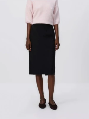 Reserved - Spódnica midi z przeszyciem - czarny