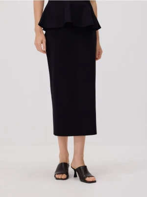Reserved - Spódnica midi z rozcięciem - czarny