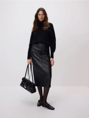 Reserved - Spódnica midi z rozcięciem - czarny