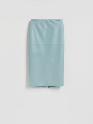 Reserved - Spódnica midi z rozcięciem - jasnoniebieski