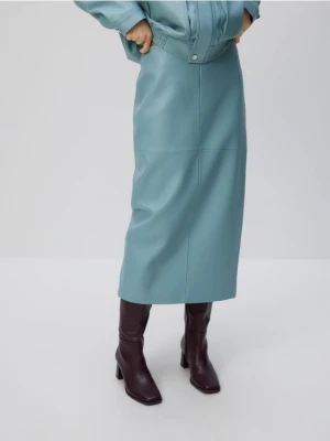 Reserved - Spódnica midi z rozcięciem - jasnoniebieski