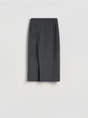 Reserved - Spódnica midi z rozcięciem - szary