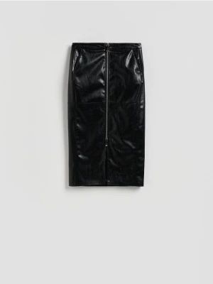 Reserved - Spódnica midi z suwakiem - czarny