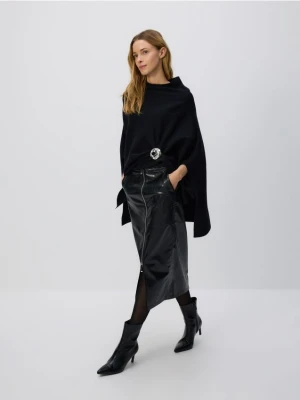 Reserved - Spódnica midi z suwakiem - czarny