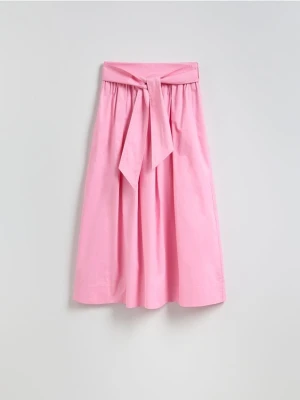 Reserved - Spódnica midi z wiązaniem - intensywny róż