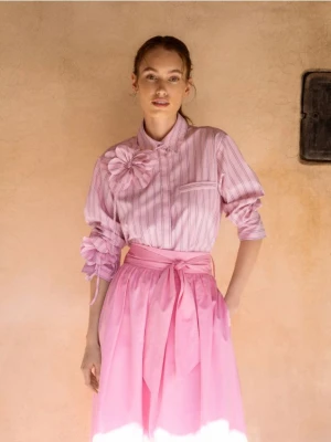 Reserved - Spódnica midi z wiązaniem - intensywny róż