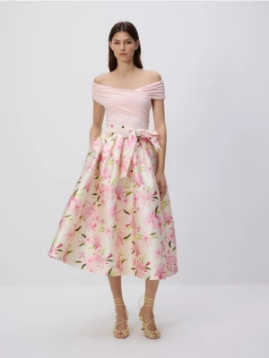 Reserved - Spódnica midi z wiązaniem - wielobarwny