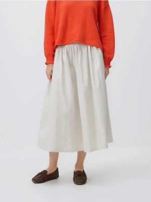 Reserved - Spódnica midi z wiązaniem - złamana biel