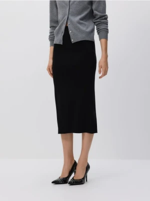 Reserved - Spódnica midi z wiskozą - czarny