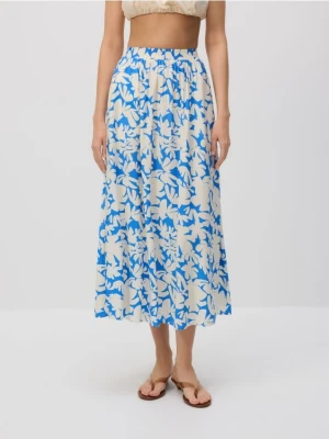 Reserved - Spódnica midi z wiskozą - jasnoniebieski
